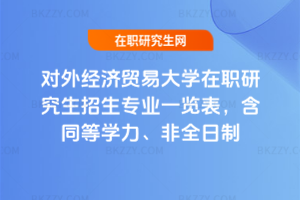 對外經濟貿易大學在職研究生招生專業一覽表，含同等學力、非全日制